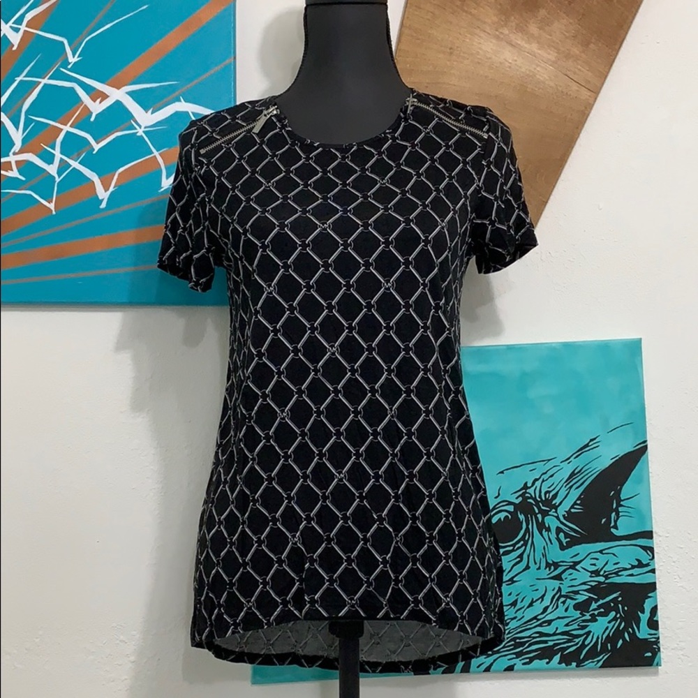 NWT Michael Kors black t-shirt zipper detail S